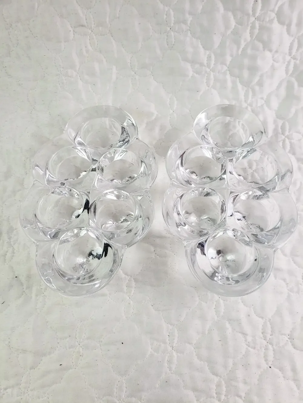 Vintage Villeroy & Boch Crystal 6 Votive Candle Holder Coned Foot Base Lot of 2